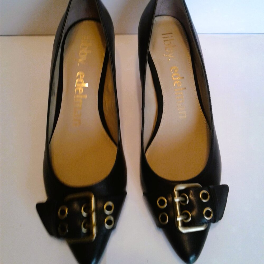 libby. Edelman- black leather woman shoes. Size-8M